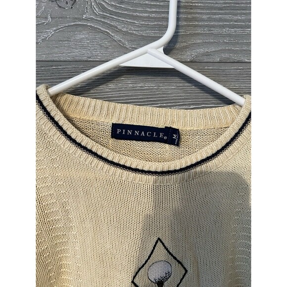 PINNACLE Yellow Crewneck Long Sleeve Cotton Sweater Men M ~Made in USA~ VTG - Picture 2 of 7